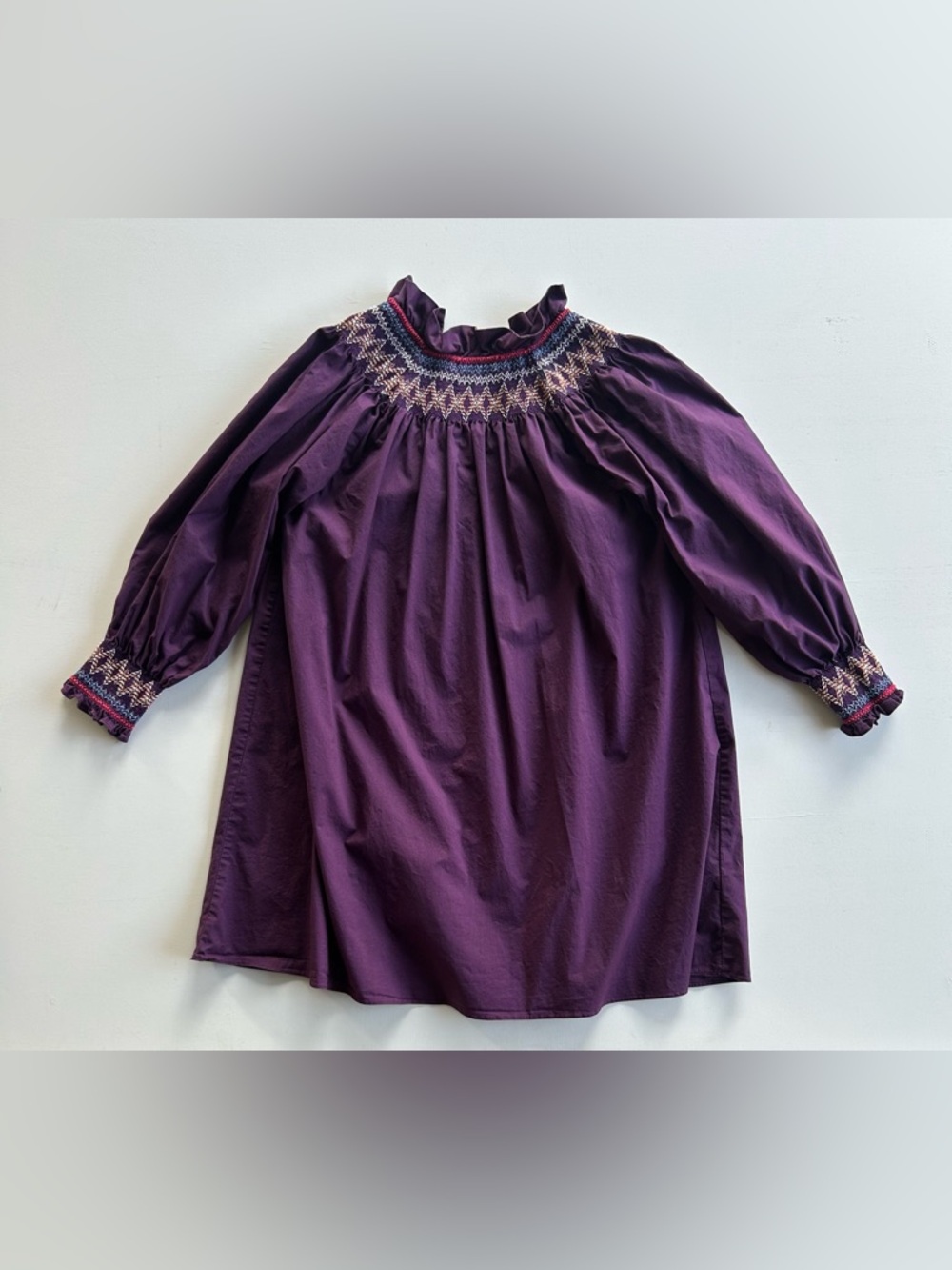 Pomander Place Wrenley Dress Purple Smocked women’s size Small MISSING BUTTON